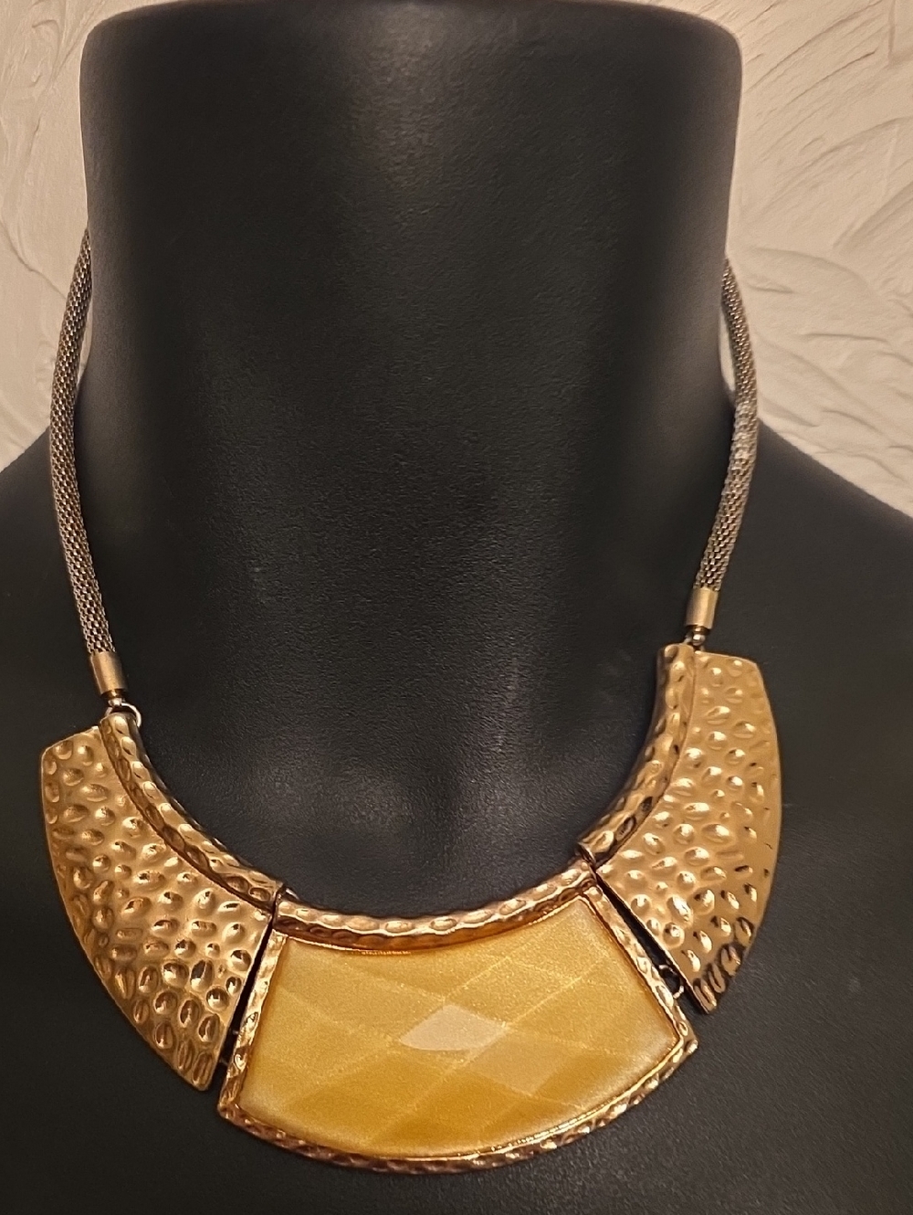 Gold-Tone Yellow Statement Necklace .